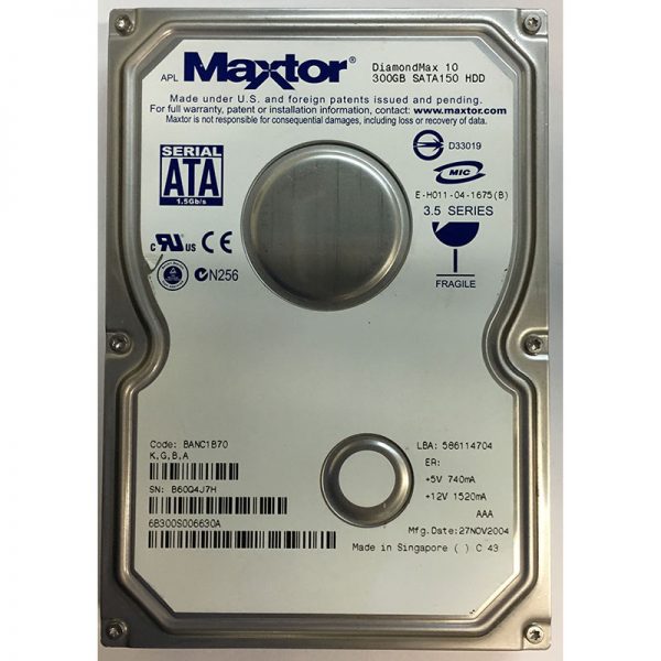 6B300S006630A - Maxtor 300GB 7200 RPM SATA 3.5" HDD