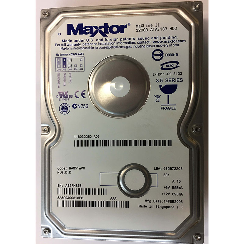 Maxtor 5a320j0-320 GB IDE 5400 RPM 3.5 "Hard Drive 