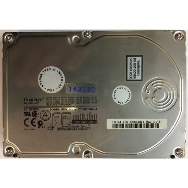 KN18J011 - Quantum 18GB 7200 RPM SCSI 3.5" HDD U160 80Pin