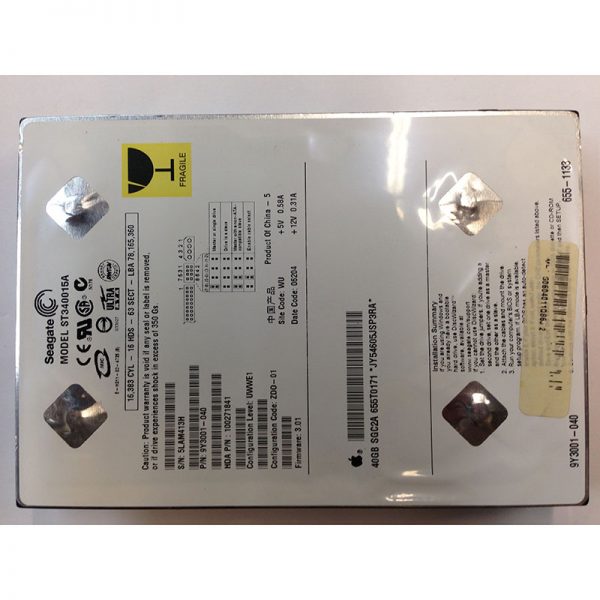 655T0171 - Apple 40GB 5400 RPM IDE 3.5" HDD Seagate 9Y3001-040 version