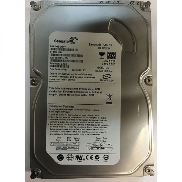 9CY131-504 - Seagate 80GB 7200 RPM SATA 3.5" HDD