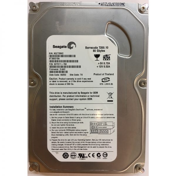 9CY011-760 - Seagate 80GB 7200 RPM IDE 3.5" HDD