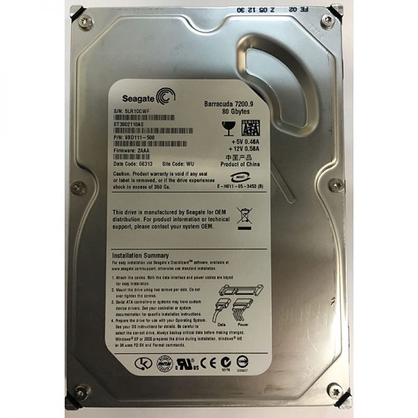 ST3802110AS - Seagate 80GB 7200 RPM SATA 3.5" HDD