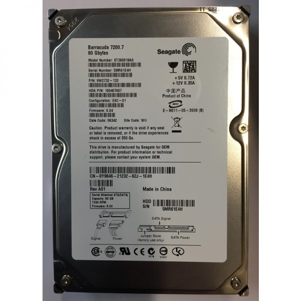 ST380819AS - Seagate 80GB 7200 RPM SATA 3.5" HDD