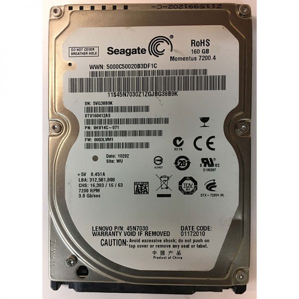 ST9160412AS - Seagate 160GB 7200 RPM SATA 2.5" HDD