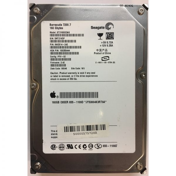 655-1109D - Apple 160GB 7200 RPM SATA 3.5" HDD