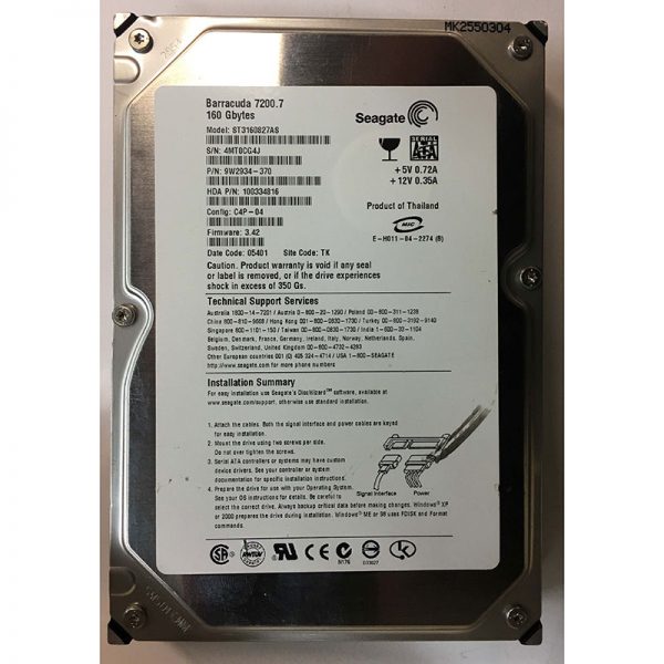 ST3160827AS - Seagate 160GB 7200 RPM SATA 3.5" HDD