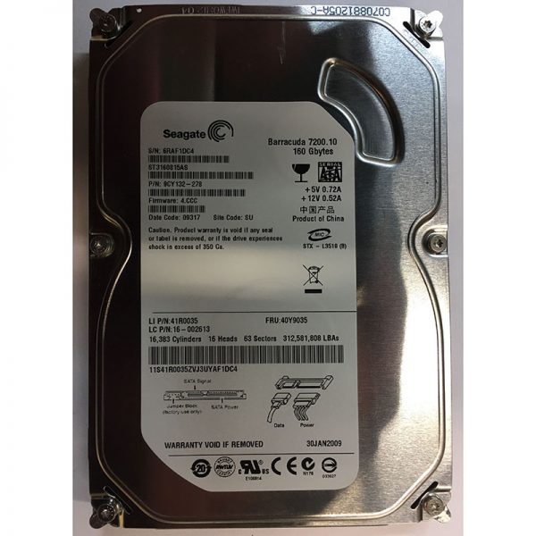 41R0035 - IBM 160GB 7200 RPM SATA 3.5" HDD Seagate 9CY132-278 version