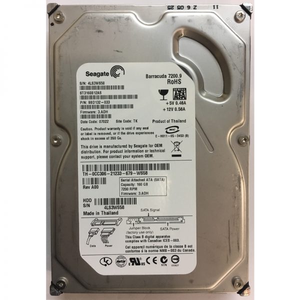 9BD132-033 - Seagate 160GB 7200 RPM SATA 3.5" HDD