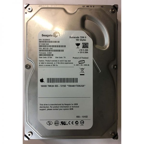 655-1315D - Apple 160GB 7200 RPM SATA 3.5" HDD