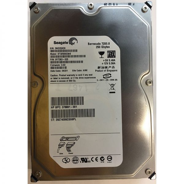 378891-001 - HP 250GB 7200 RPM SATA 3.5" HDD