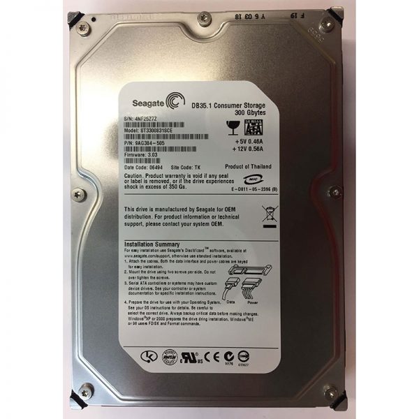 9AG384-505 - Seagate 300GB 7200 RPM SATA 3.5" HDD