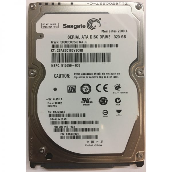 ST9320423AS - Seagate 320GB 7200 RPM SATA 2.5" HDD