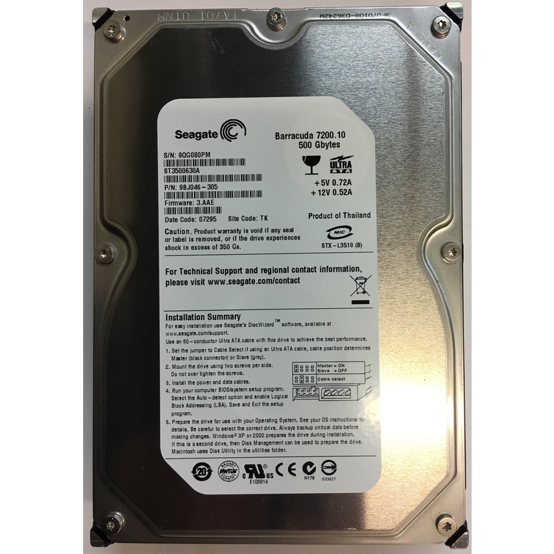 ST3500630A – Seagate 500GB 7200 RPM IDE 3.5″ HDD – Disk Drive Finder