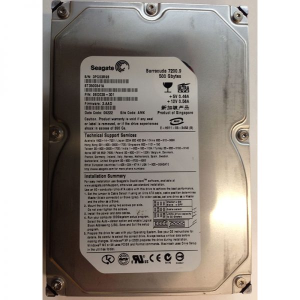 9BD038-301 - Seagate 500GB 7200 RPM IDE 3.5" HDD