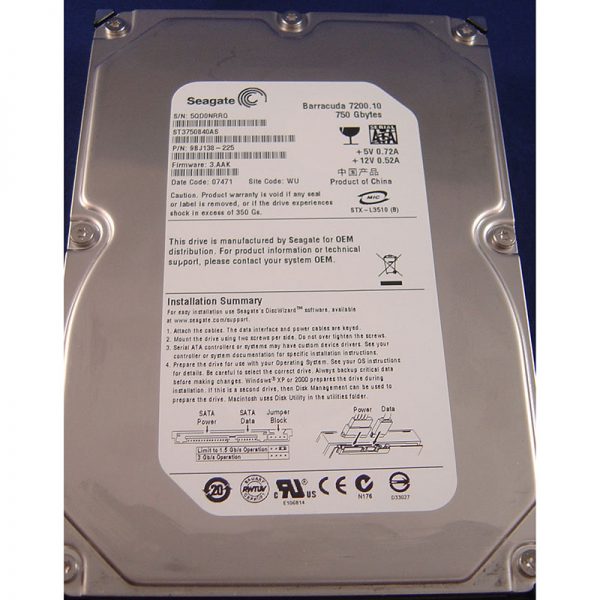 ST3750840AS - Seagate 750GB 7200 RPM SATA 3.5" HDD