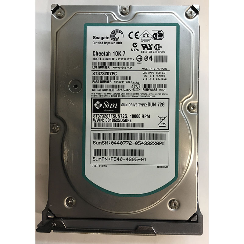 9X3004-625 – Seagate 73GB 10K RPM FC 3.5″ HDD w/ tray, 540-4905 version –  Disk Drive Finder