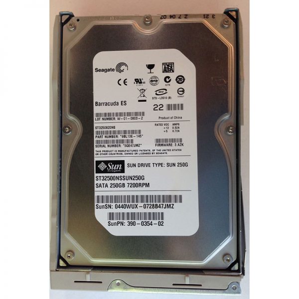 ST32500NSSUN250G - Sun 250GB 7200 RPM SATA 3.5" HDD w/ tray, Sun 390-0354-02 version