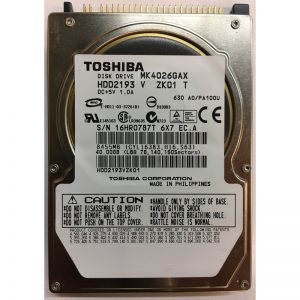 MK4026GAX - Toshiba 40GB 5400 RPM IDE 2.5" HDD