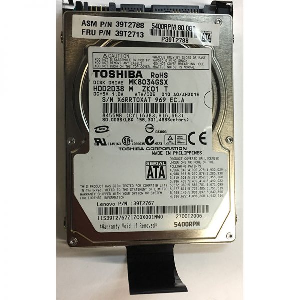 MK8034GSX - Toshiba 80GB 5400 RPM SATA 2.5" HDD