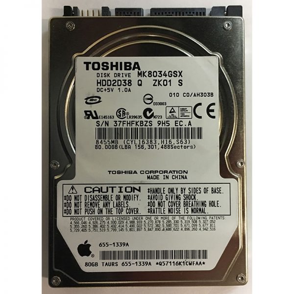 655-1339A - Apple 80GB 5400 RPM SATA 2.5" HDD