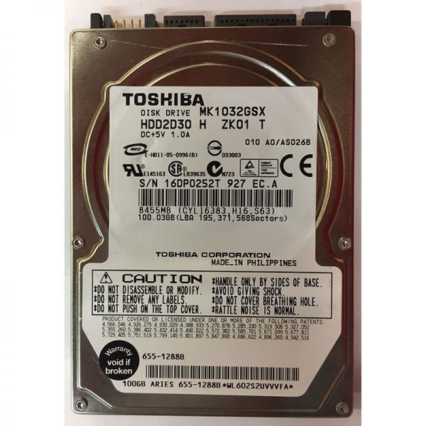 HDD2D30 H - Toshiba 100GB 5400 RPM SATA 2.5" HDD