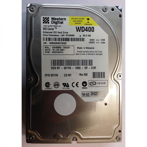 0871HK - Dell 40GB 7200 RPM IDE 3.5" HDD