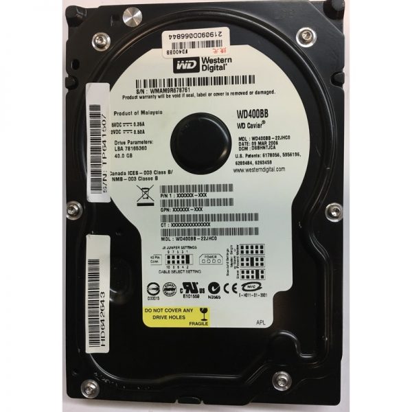 WD400BB-22JHC0 - Western Digital 40GB 7200 RPM IDE 3.5" HDD