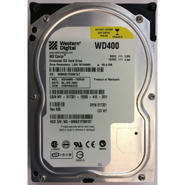 WD400BB-75DEA0 - Western Digital 40GB 7200 RPM IDE 3.5" HDD