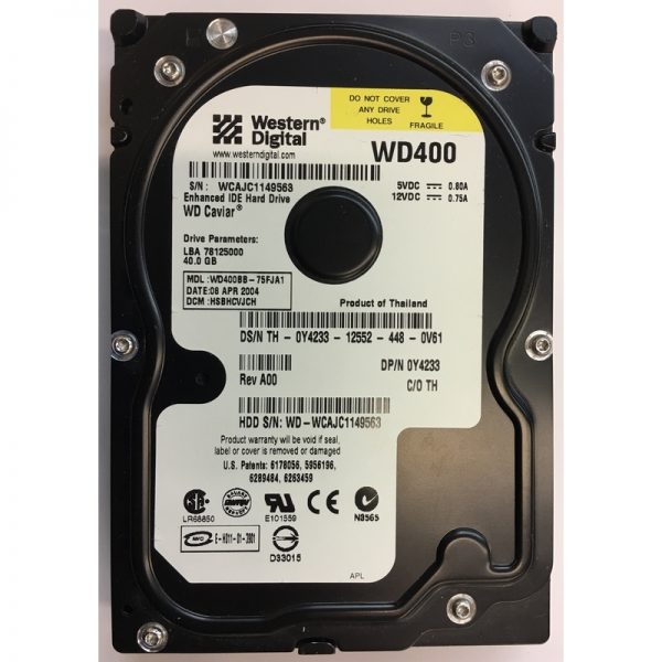 Y4233 - Dell 40GB 7200 RPM IDE 3.5" HDD