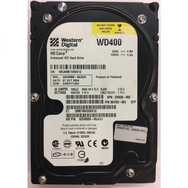 WD400BB-60JKA0 - Western Digital 40GB 7200 RPM IDE 3.5" HDD
