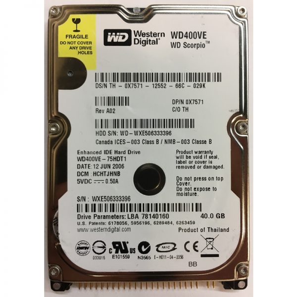 WD400VE  - Western Digital 40GB 5400 RPM IDE 2.5" HDD