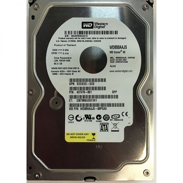 WD800AAJS-60PSA0 - Western Digital 80GB 7200 RPM SATA 3.5" HDD