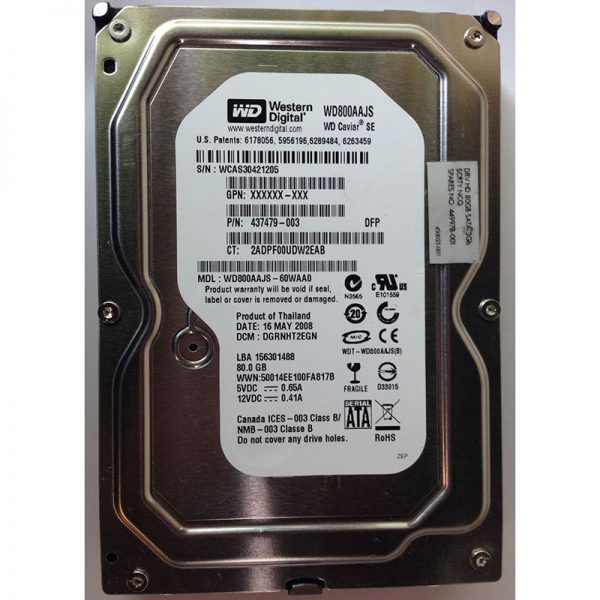 WD800AAJS-60WAA0 - Western Digital 80GB 7200 RPM SATA 3.5" HDD