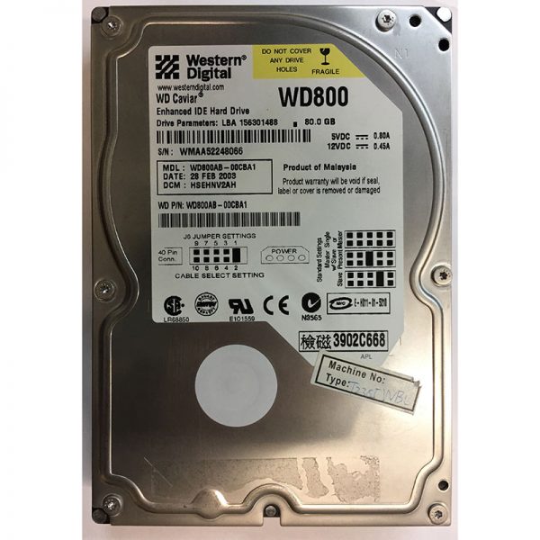 WD800AB-00CBA1 - Western Digital 80GB 7200 RPM IDE 3.5" HDD