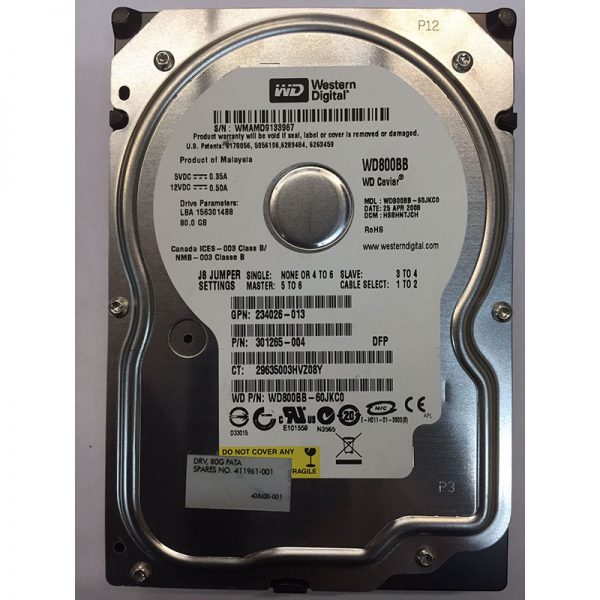 WD800BB-60JKC0 - Western Digital 80GB 7200 RPM IDE 3.5" HDD