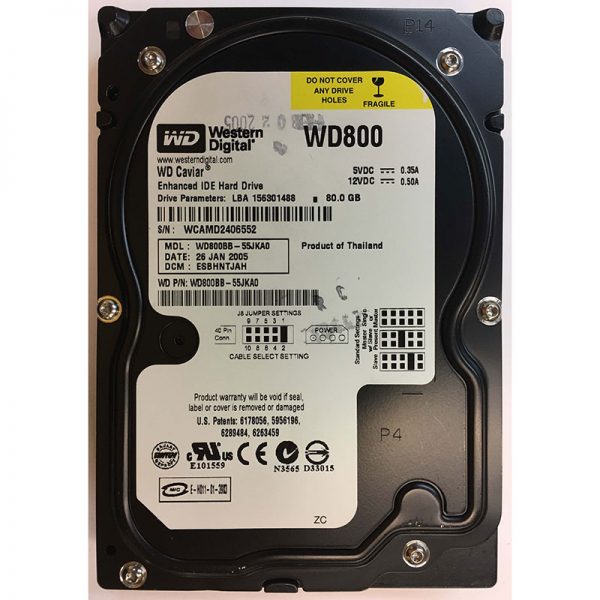 WD800BB-55JKA0 - Western Digital 80GB 7200 RPM IDE 3.5" HDD