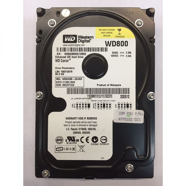 WD800BB-23JHC0 - Western Digital 80GB 7200 RPM IDE 3.5" HDD