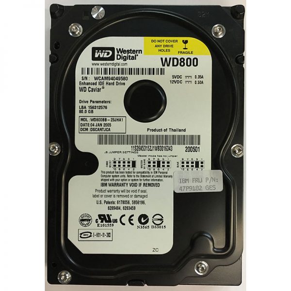 47P9182 - IBM 80GB 7200 RPM IDE 3.5" HDD Western Digital WD800BB version