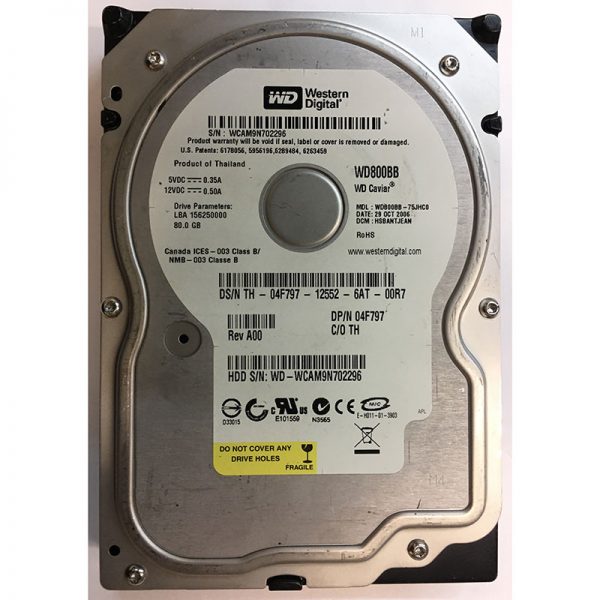 04F797 - Dell 80GB 7200 RPM IDE 3.5" HDD