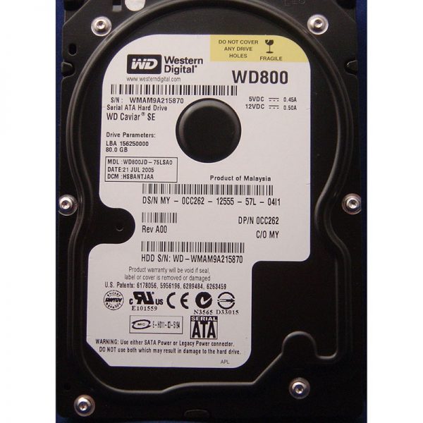 WD800JD-75LSA0 - Western Digital 80GB 7200 RPM SATA 3.5" HDD