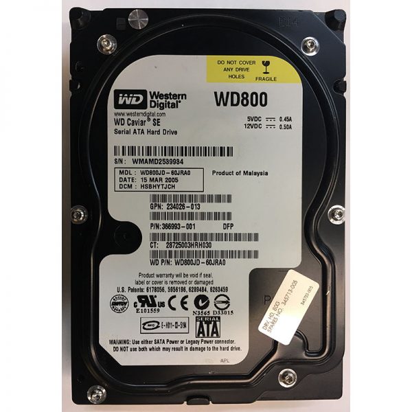 234026-013 - HP 80GB 7200 RPM SATA 3.5" HDD Western Digital WD800JD version