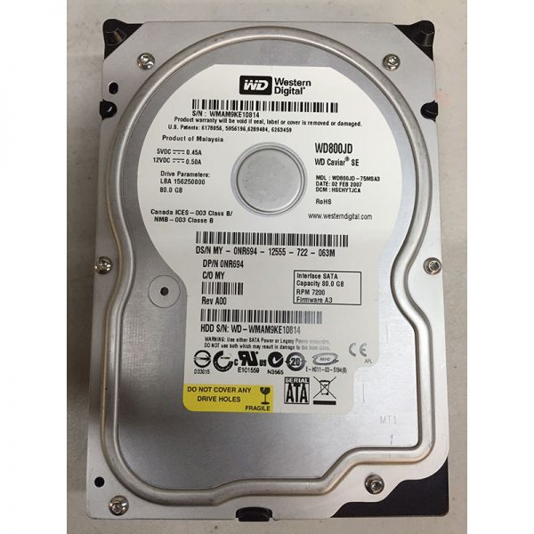 WD800JD-75MSA3 - Western Digital 80GB 7200 RPM SATA 3.5" HDD