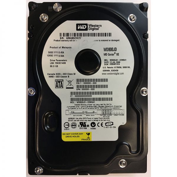 WD800JD-22MSA1 - Western Digital 80GB 7200 RPM SATA 3.5" HDD