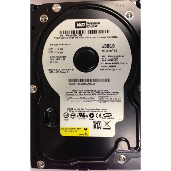 WD800JD-00LSA0 - Western Digital 80GB 7200 RPM SATA 3.5" HDD