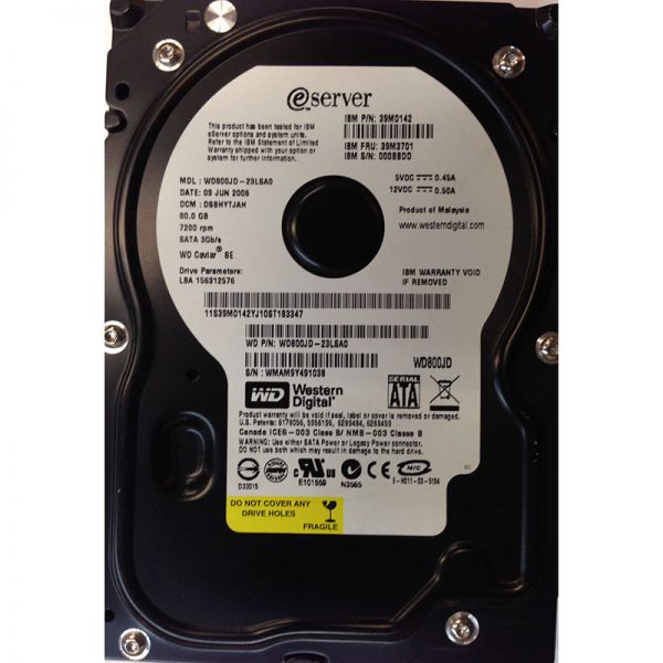 39M3701 - IBM 80GB 7200 RPM SATA 3.5" HDD Western Digital version