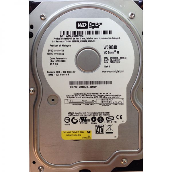 WD800JD-00MSA1 - Western Digital 80GB 7200 RPM SATA 3.5" HDD