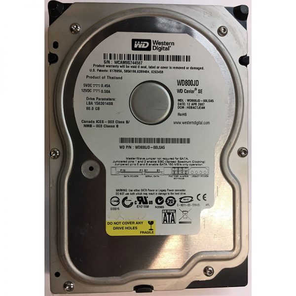 WD800JD-00LSA5 - Western Digital 80GB 7200 RPM SATA 3.5" HDD