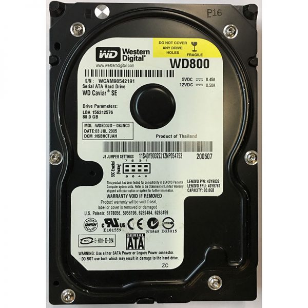 WD800JD-08JNC0 - Western Digital 80GB 7200 RPM SATA 3.5" HDD