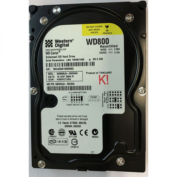 WD800LB-55DNA0 - Western Digital 80GB 7200 RPM IDE 3.5" HDD